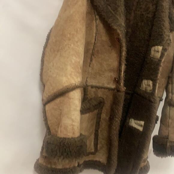 VINTAGE GINO BROWN‎ LEATHER SHEEPSKIN SHERLING COAT SIZE 12 - Picture 11 of 11